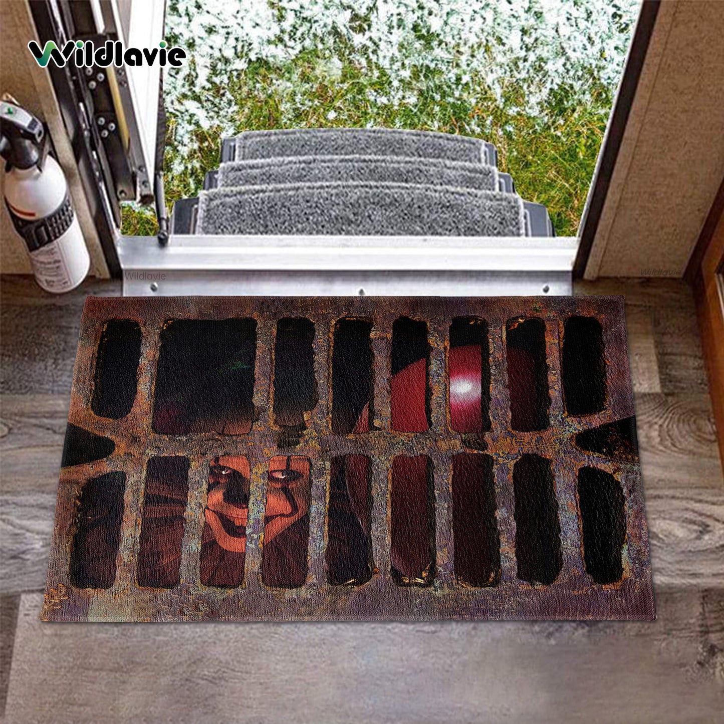 1pc Horror Clown 3D Illusion Halloween Bath Mat Scary Welcome Door Mats Holiday Party Decoration Carpet Non-Slip Washable Durable Entry Rug