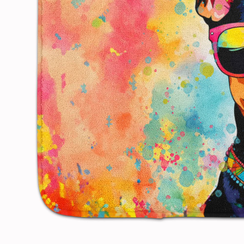 Doberman Pinscher Hippie Dawg Memory Foam Kitchen Mat Machine Washable Anti-Fatigue Mat Cushion Comfort Bath Mat or Kitchen Rug