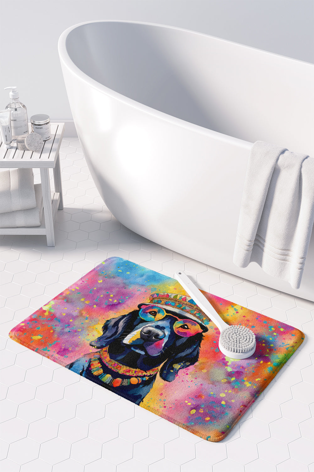 Black Labrador Hippie Dawg Memory Foam Kitchen Mat Machine Washable Anti-Fatigue Mat Cushion Comfort Bath Mat or Kitchen Rug