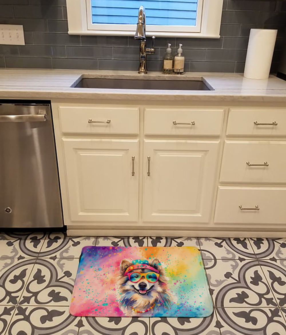 Keeshond Hippie Dawg Memory Foam Kitchen Mat Machine Washable Anti-Fatigue Mat Cushion Comfort Bath Mat or Kitchen Rug