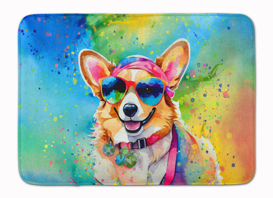 Corgi Hippie Dawg Memory Foam Kitchen Mat Machine Washable Anti-Fatigue Mat Cushion Comfort Bath Mat or Kitchen Rug