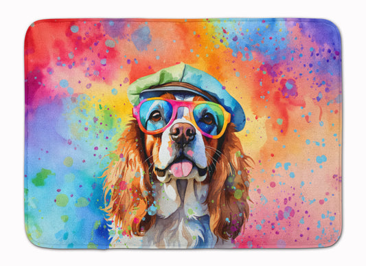 Cavalier Spaniel Hippie Dawg Memory Foam Kitchen Mat Machine Washable Anti-Fatigue Mat Cushion Comfort Bath Mat or Kitchen Rug