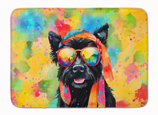 Scottish Terrier Hippie Dawg Memory Foam Kitchen Mat Machine Washable Anti-Fatigue Mat Cushion Comfort Bath Mat or Kitchen Rug