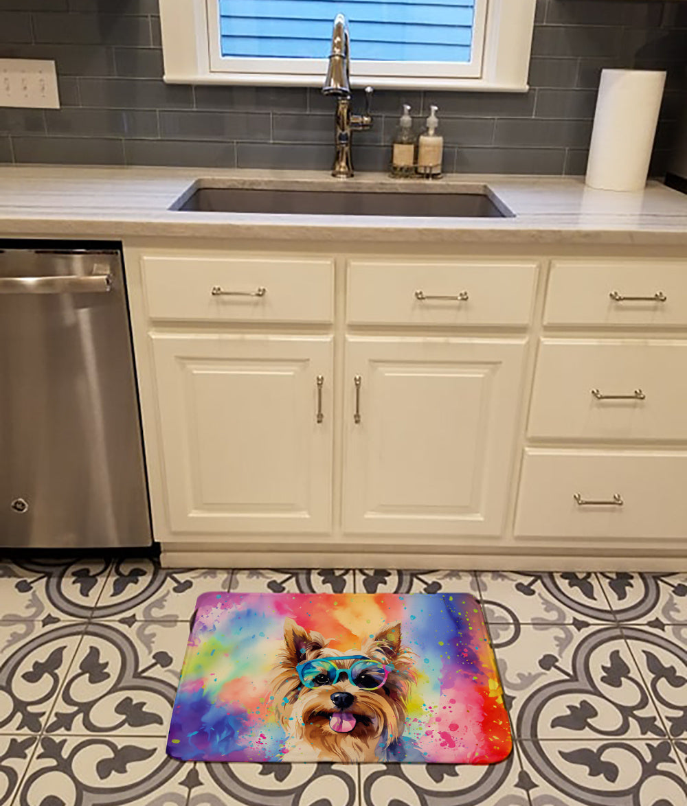 Yorkshire Terrier Hippie Dawg Memory Foam Kitchen Mat Machine Washable Anti-Fatigue Mat Cushion Comfort Bath Mat or Kitchen Rug