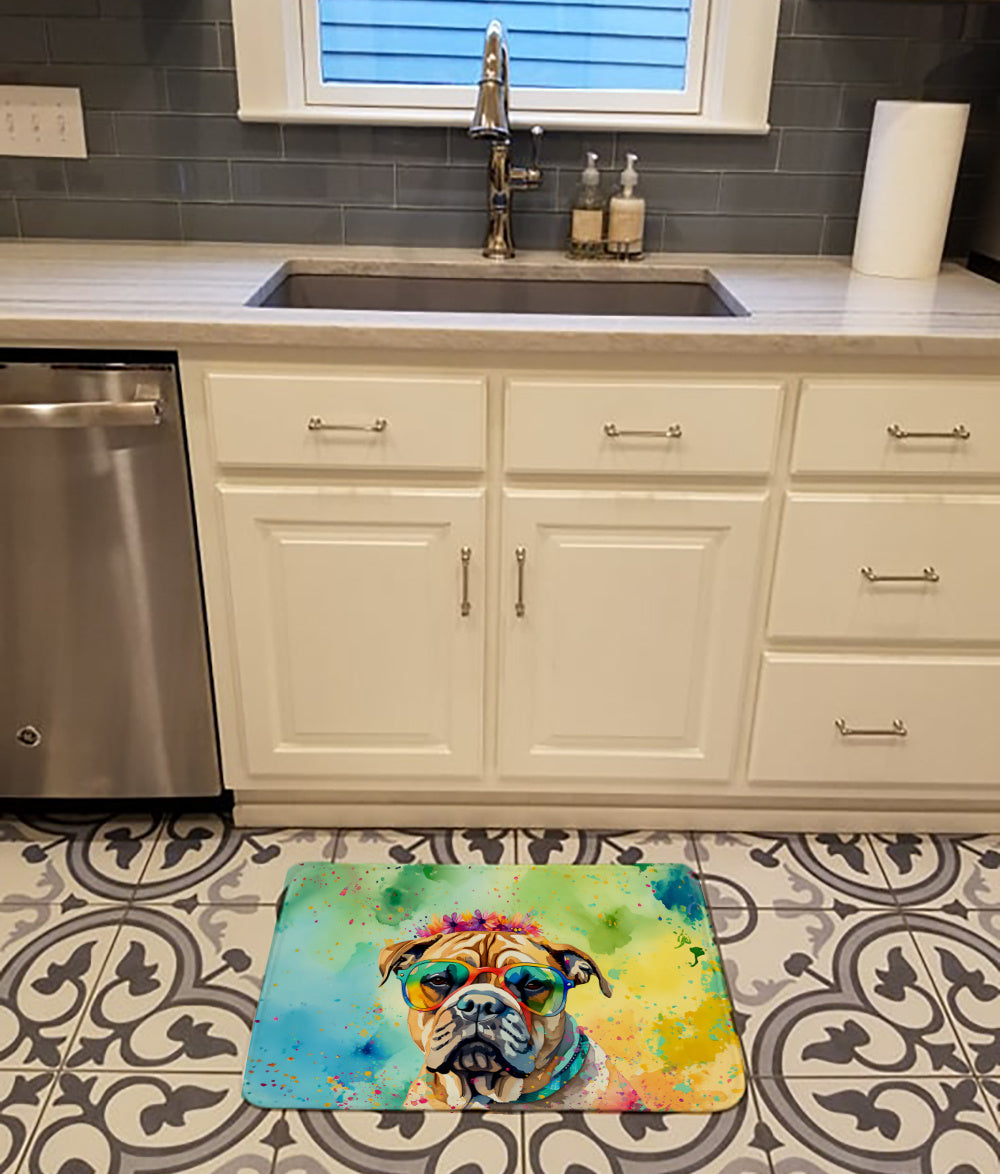 Bullmastiff Hippie Dawg Memory Foam Kitchen Mat Machine Washable Anti-Fatigue Mat Cushion Comfort Bath Mat or Kitchen Rug